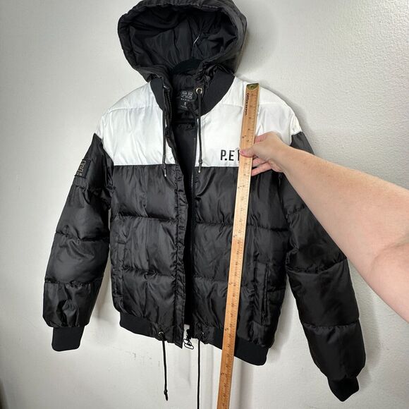 PE Nation Black & White Lead Right Logo Print 004 Zip Lined Puffer Jacket XS - Picture 14 of 14